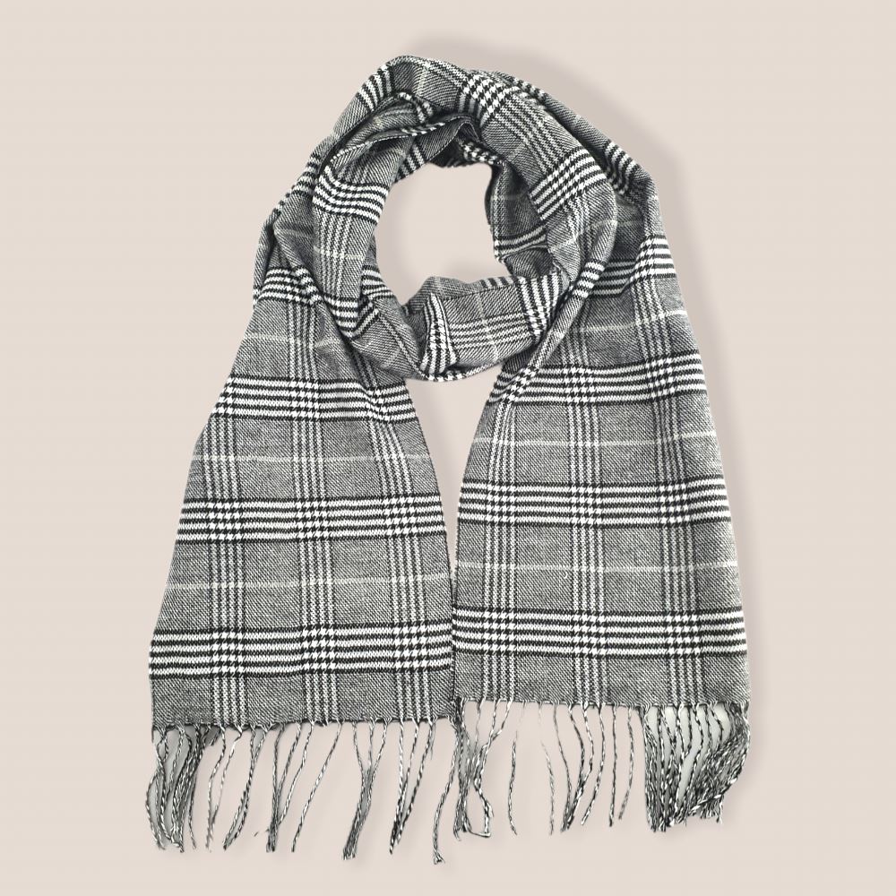Men's check Scarf - Grey – Teddy Sinclair