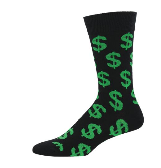 Men's Graphic Socks - Cha-Ching! Accessories Bobangles Black 