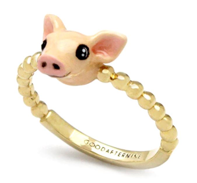 Mini Pig Ring Jewelry Good After Nine TH 