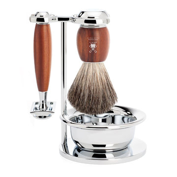 Mühle Vivo 4 Piece Shaving Set Shaving Barber Brands Pure Badger Safety Razor Plum Wood