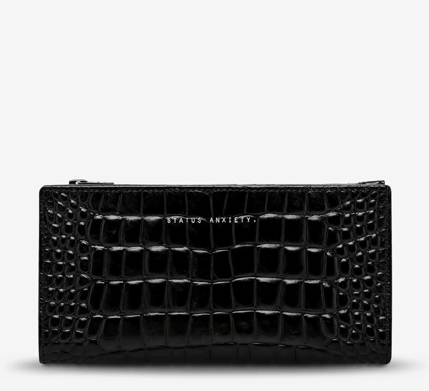 Old Flame Wallet Status Anxiety Black Croc Emboss 