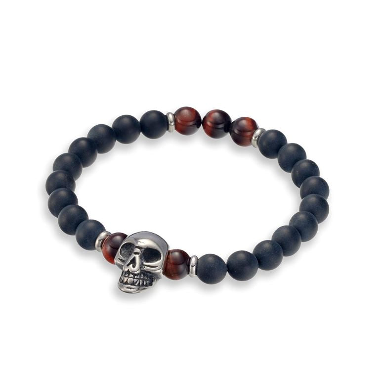 Onyx & Red Tiger Stone Bead Bracelet Men's Jewellery DPI Jewellery 