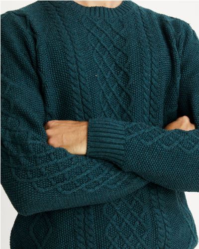 Organic Cotton Cable Knit Sweater - Emerald SideLife 