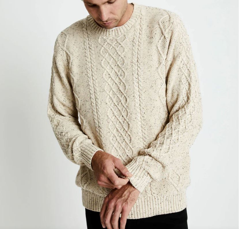 Organic Cotton Cable Knit Sweater - Oatmeal SideLife 
