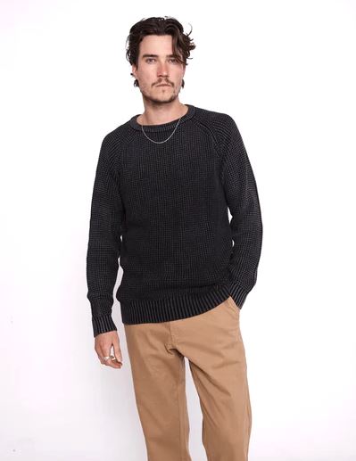 Organic Cotton Chunky Knit Sweater - Black SideLife 