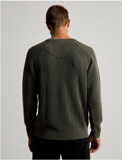 Organic Cotton Chunky Knit Sweater - Dark Olive SideLife 