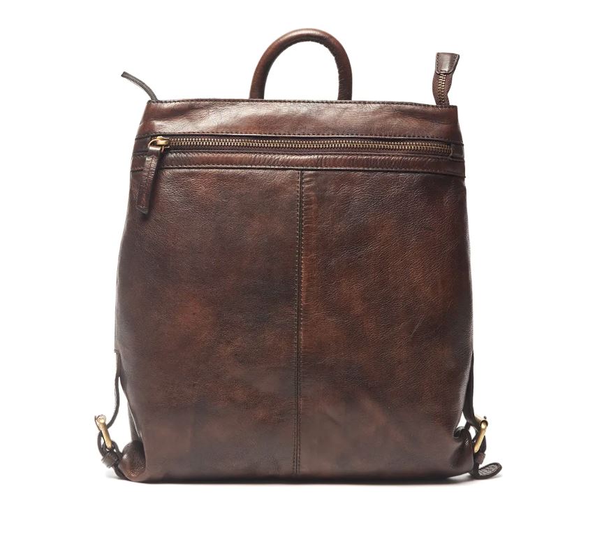 Pluto Leather Backpack Bag Oran Brown 