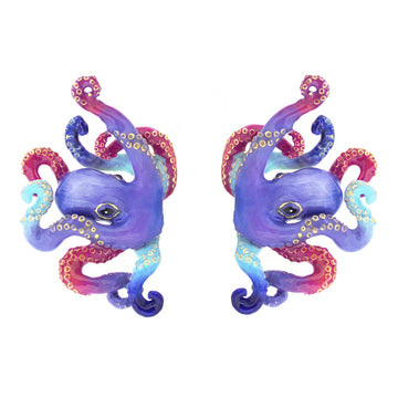 Purple Octopus Earrings Good After Nine TH 