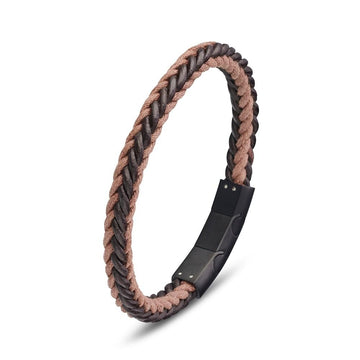 Rustic Plaited Leather Bracelet Men's Jewellery DPI (Display Plus Imports) 
