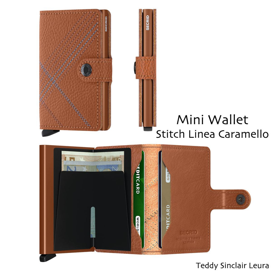 Secrid Miniwallet Stitch Wallet Design Mode International Linea Caramello 