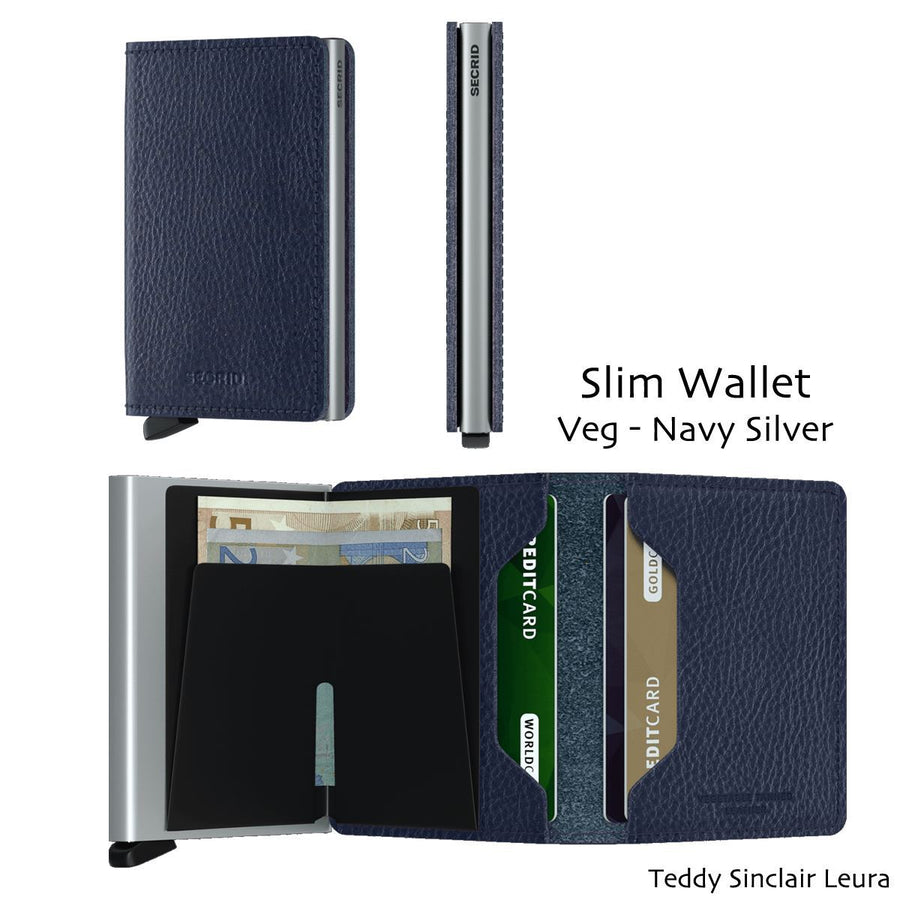 Secrid Slimwallet Vegetable-Tanned Wallet Design Mode International Veg Navy-Silver 