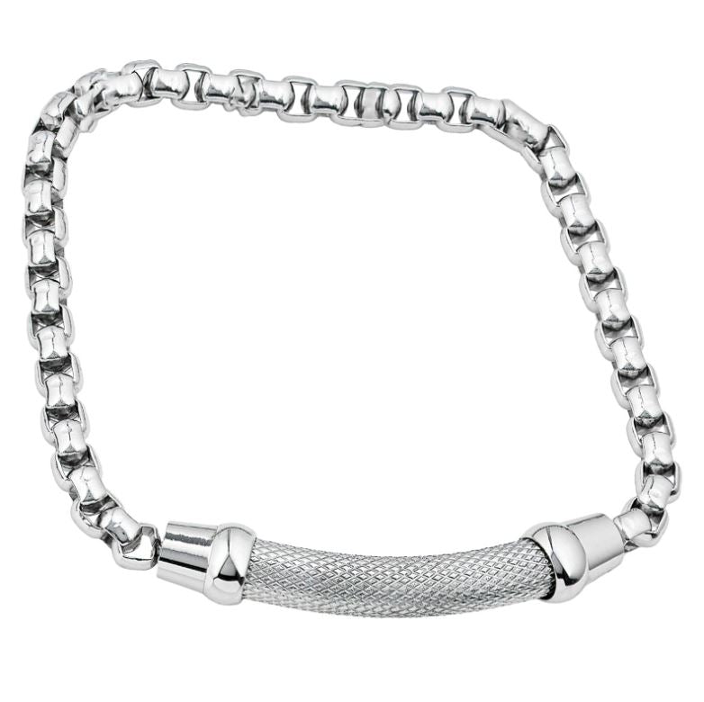 Stainless Steel Anchor ID Popcorn Bracelet Men's Jewellery TJD Silver 