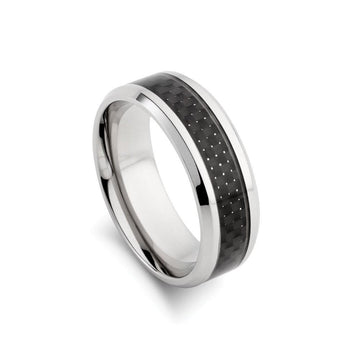 Stainless steel ring - carbon fibre Mens Jewellery DPI (Display Plus Imports) 