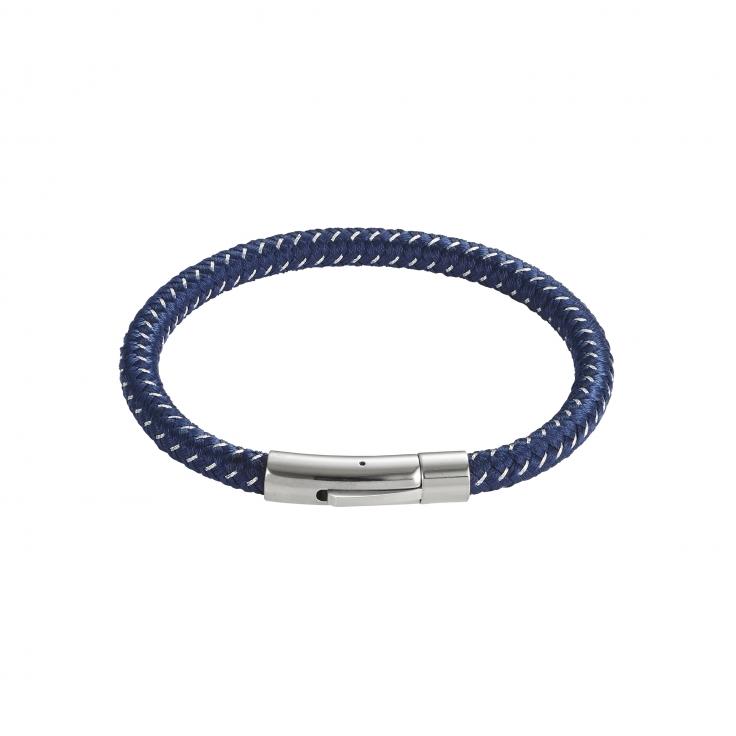 Stainless Steel Wire Leather Bracelet Men's Jewellery Cudworth Navy 