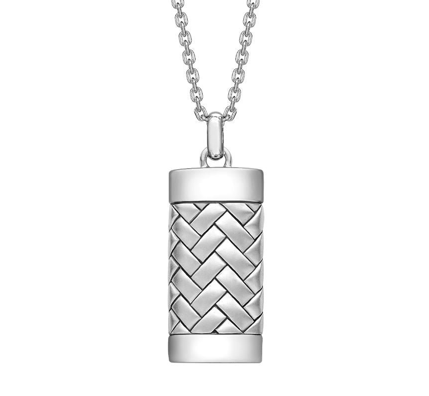 Sterling Silver Dog Tag Pendant - Herringbone by Hoxton London Roberts McCammon 