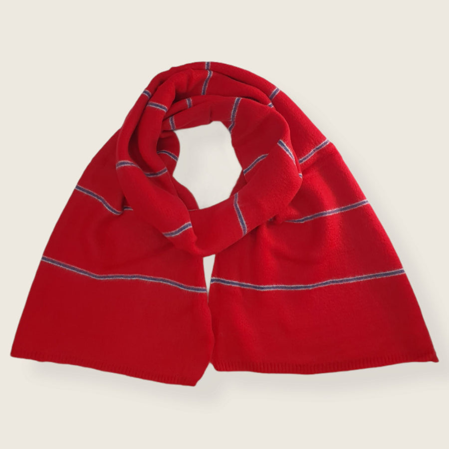 Teddys scarf in red with blue stripe Teddy Sinclair 