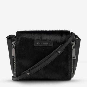 The Ascendants Leather Cross-Body Bag Bag Status Anxiety Black Pebble/Black Fur 