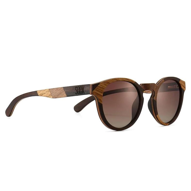 THE DRIFTER - Maple/Ebony Wood w/Graduated Tinted Brown Polarised Lens Glasses Soek 