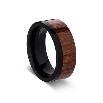 Titanium Ring - Koa Wood & Black Mens Jewellery DPI (Display Plus Imports) 