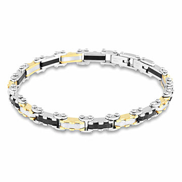 Tri-Tone Stainless Bracelet Men's Jewellery TJD Silver 