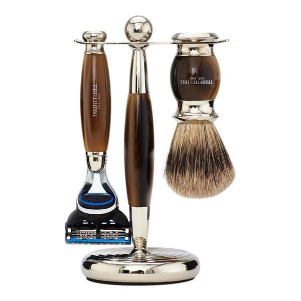 Truefitt & Hill Edwardian 3 Piece Shaving Set - Fusion Shaving Barber Brands Faux Horn 
