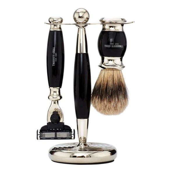 Truefitt & Hill Edwardian 3 Piece Shaving Set - Mach3 Shaving Barber Brands Faux Ebony 