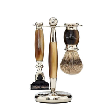 Truefitt & Hill Edwardian 3 Piece Shaving Set - Mach3 Shaving Barber Brands Faux Horn 