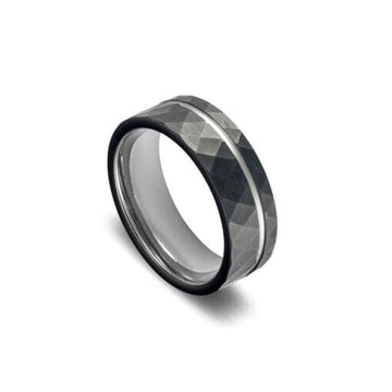 Tungsten Infinity Ring - IP Black Faceted Cut Men's Jewellery DPI Jewellery 
