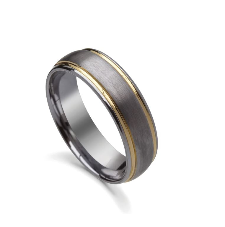 Tungsten Infinity Ring - Silver w/Gold Detailing Men's Jewellery DPI Jewellery 