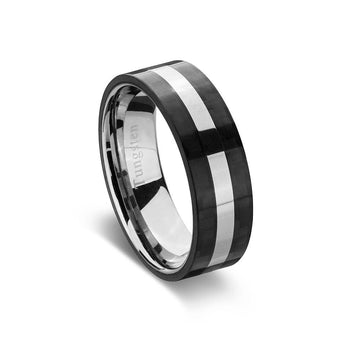 Tungsten Ring - Black & Polished Mens Jewellery DPI (Display Plus Imports) 