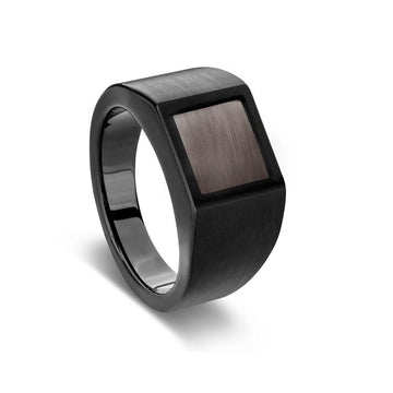 Tungsten Ring - Black Signet Mens Jewellery DPI (Display Plus Imports) 