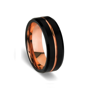 Tungsten Ring - Black/Rose Gold Men's Jewellery DPI (Display Plus Imports) 
