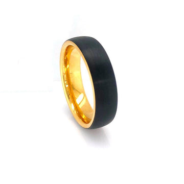 Tungsten Ring - Brushed Black/Gold Men's Jewellery DPI (Display Plus Imports) 
