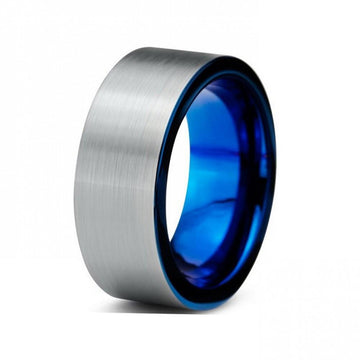 Tungsten Ring - Brushed/Blue Mens Jewellery DPI (Display Plus Imports) 