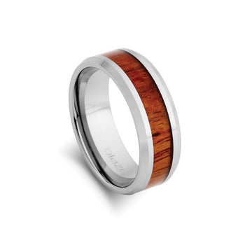 Tungsten Ring - Narrow Wood Inlay Men's Jewellery DPI (Display Plus Imports) 