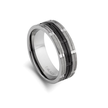 Tungsten Ring w/Ceramic Detailing Mens Jewellery DPI Jewellery 
