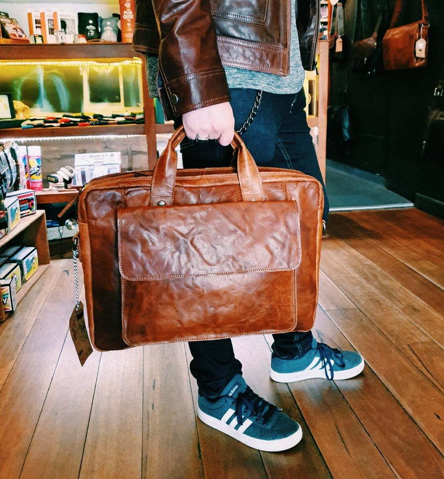 Turku Leather Briefcase / Satchel Bag Oran 