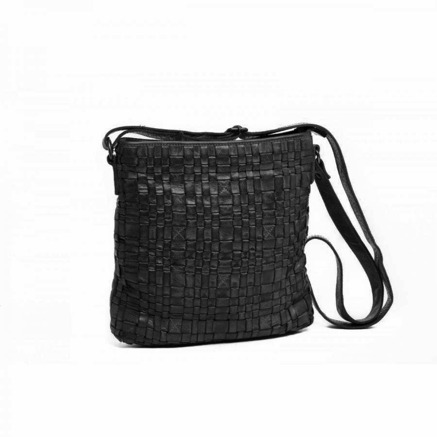 Zara Woven Leather Cross-Body Bag Bag Oran Black 