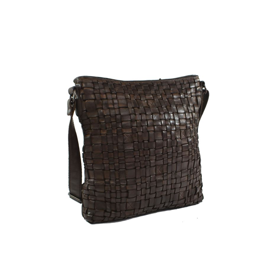 Zara Woven Leather Cross-Body Bag Bag Oran Brown 