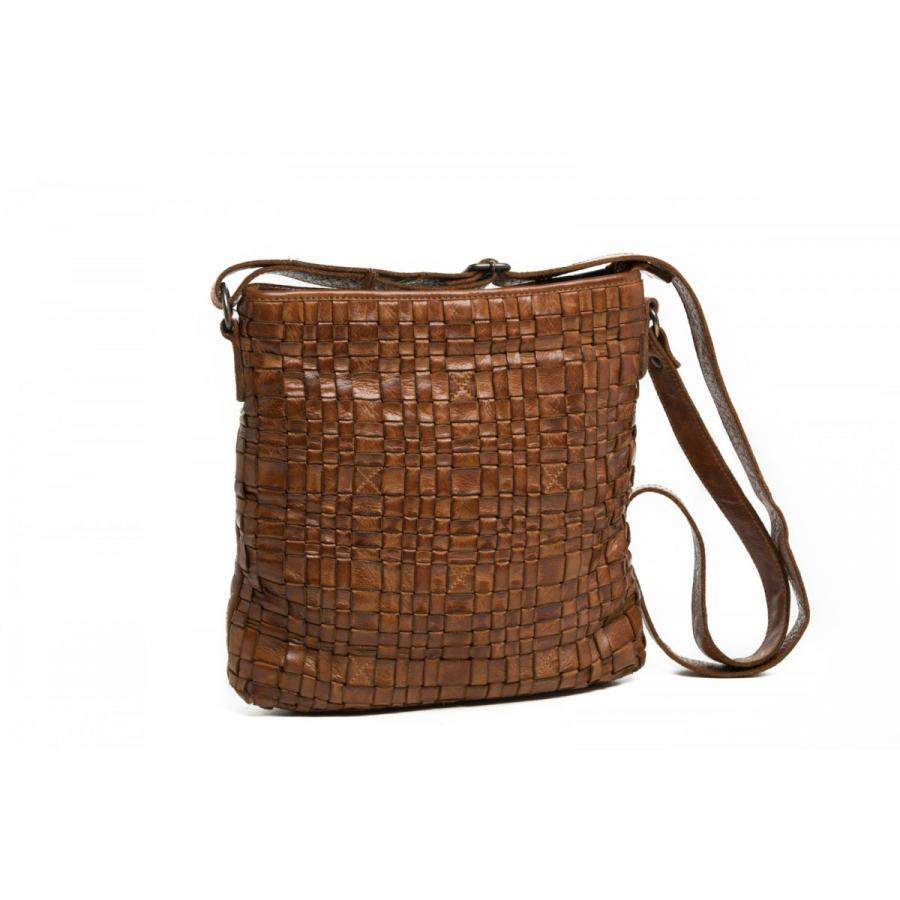 Zara Woven Leather Cross-Body Bag Bag Oran Tan 